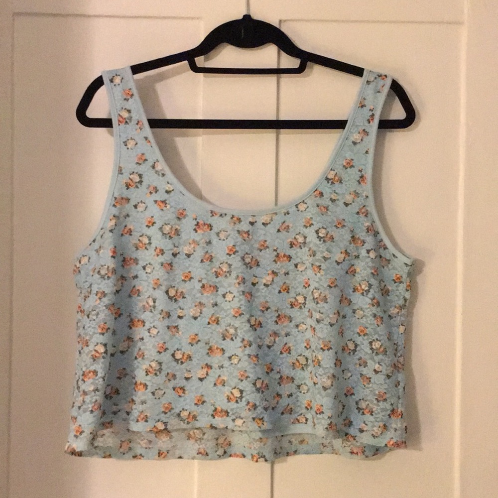 Light blue floral crop top